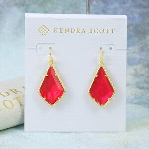 Kendra Scott Small Alex Faceted Cranberry Illusion Earrings Gold Plated